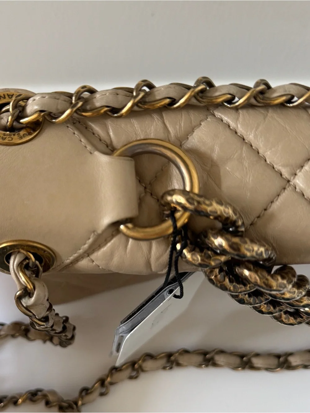 CHANEL Quilted Shoulder Bag in Taupe